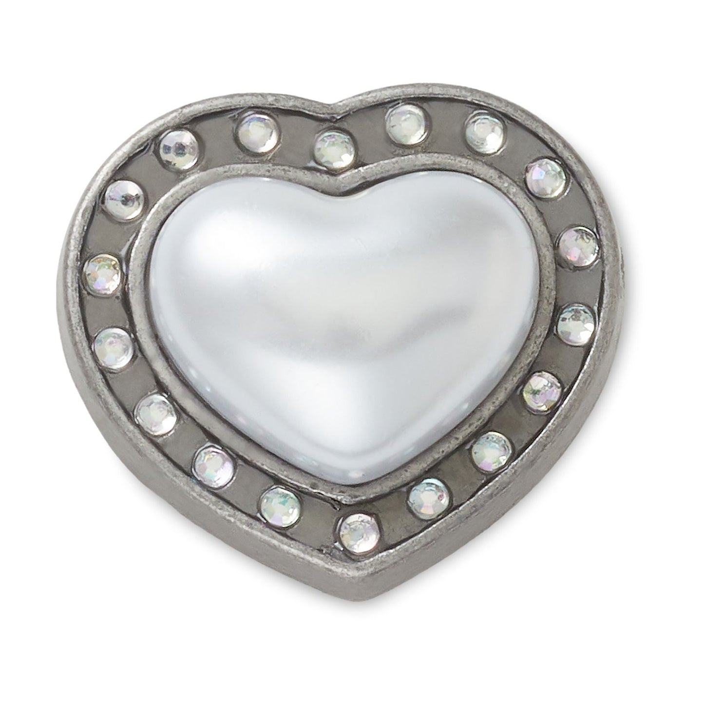 Jibbitz Silver Pearl And Heart Gem
