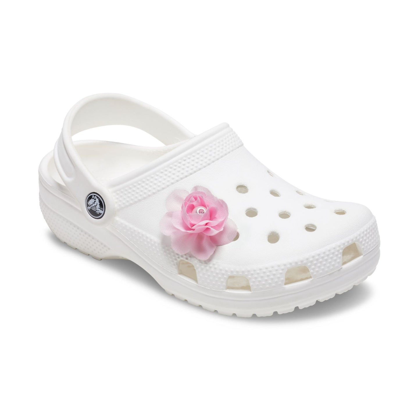 Pink Fabric Flower With Pearl Unisex Multi Jibbitz