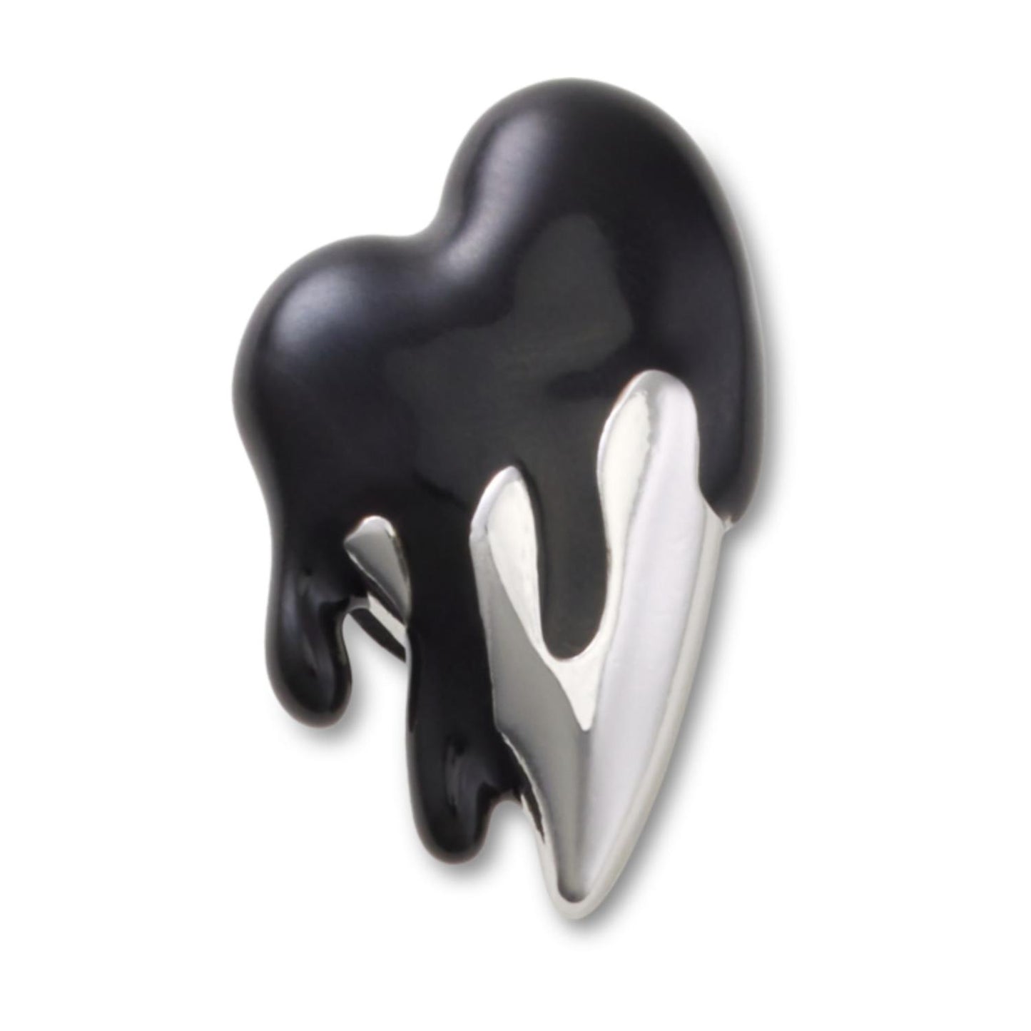 Silver And Black Enamel Heart Jibbitz