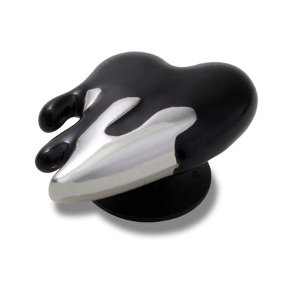 Silver And Black Enamel Heart Jibbitz